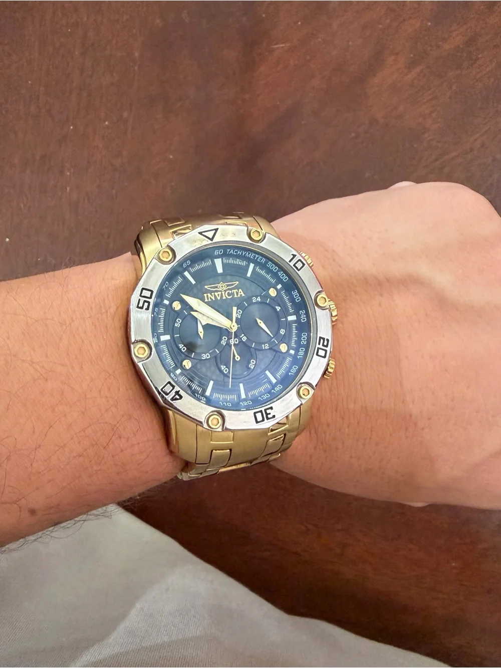 Invicta Gold-Tone Men's Chronograph Watch with Black Dial